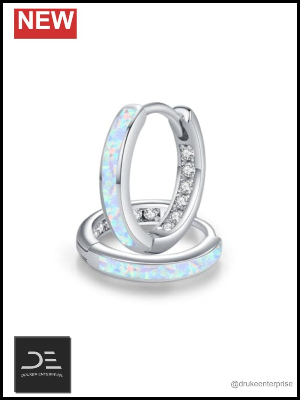 925 Sterling Silver Opal Huggie Hoop Earrings for Women Hypoallergenic Jewelry